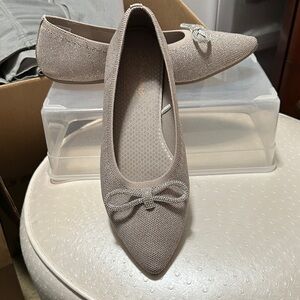 Skechers Taupe Flats with Bow Detail